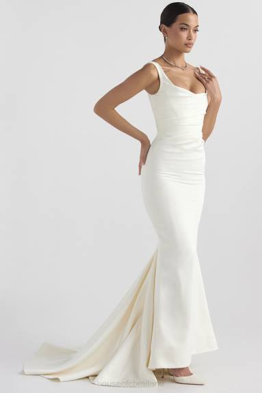 matrimoni esso House of CB Abito da sposa Emilie a sirena in raso bianco sporco X44T1141