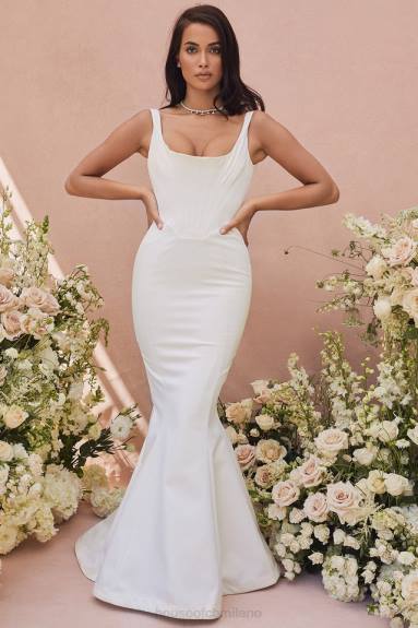 matrimoni esso House of CB Abito da sposa Estelle a sirena in raso avorio - edizione limitata X44T1159