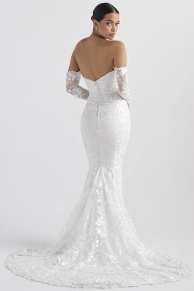 matrimoni esso House of CB Abito da sposa Isabelle in pizzo bianco a maniche lunghe X44T1139