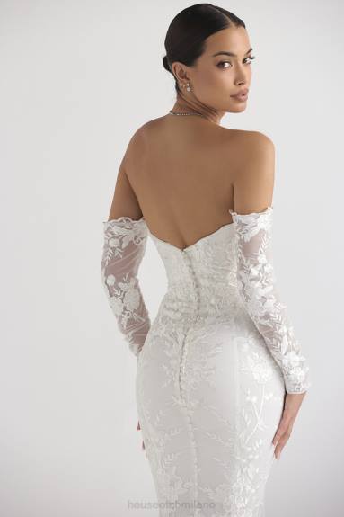 matrimoni esso House of CB Abito da sposa Isabelle in pizzo bianco a maniche lunghe X44T1139