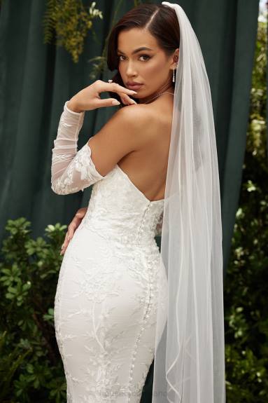 matrimoni esso House of CB Abito da sposa Isabelle in pizzo bianco a maniche lunghe X44T1139