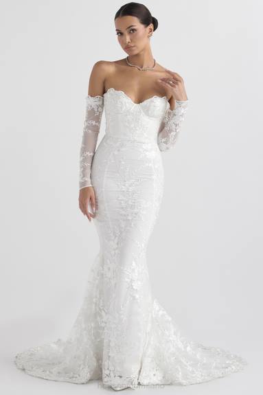 matrimoni esso House of CB Abito da sposa Isabelle in pizzo bianco a maniche lunghe X44T1139