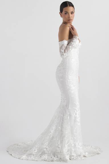 matrimoni esso House of CB Abito da sposa Isabelle in pizzo bianco a maniche lunghe X44T1139