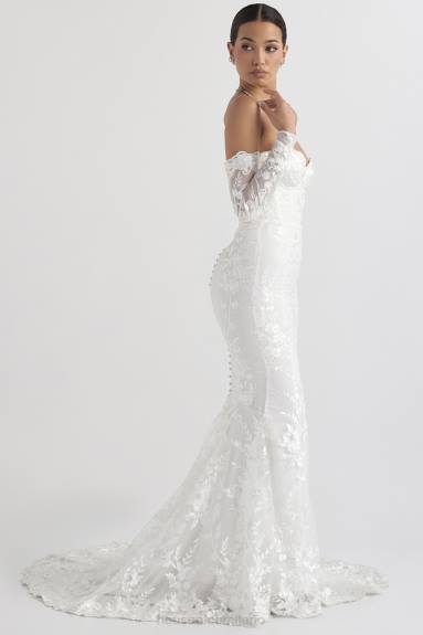 matrimoni esso House of CB Abito da sposa Isabelle in pizzo bianco a maniche lunghe X44T1139
