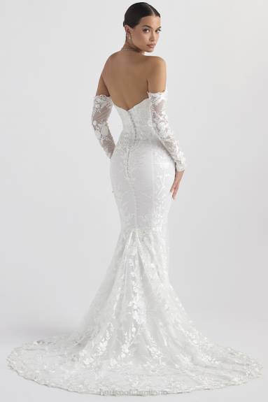 matrimoni esso House of CB Abito da sposa Isabelle in pizzo bianco a maniche lunghe X44T1139