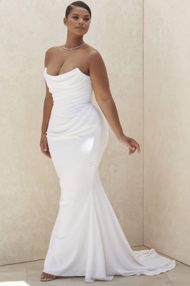 matrimoni esso House of CB Abito da sposa senza spalline drappeggiato color avorio di Esmee - edizione limitata X44T1155