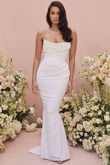 matrimoni esso House of CB Abito da sposa senza spalline drappeggiato color avorio di Esmee - edizione limitata X44T1155
