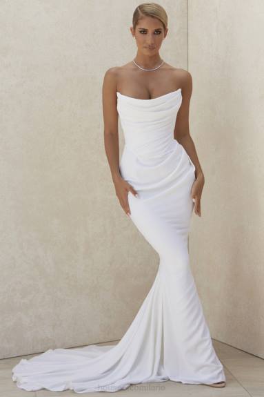 matrimoni esso House of CB Abito da sposa senza spalline drappeggiato color avorio di Esmee - edizione limitata X44T1155