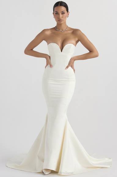 matrimoni esso House of CB Abito da sposa senza spalline in raso avorio Giselle X44T1140