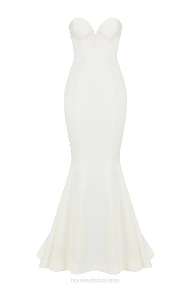matrimoni esso House of CB Abito da sposa senza spalline in raso avorio Giselle X44T1140