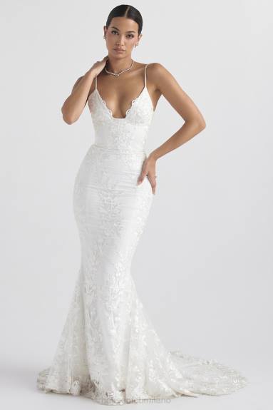 matrimoni esso House of CB abito da sposa in pizzo bianco solene X44T1142