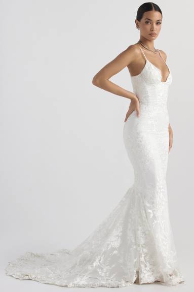 matrimoni esso House of CB abito da sposa in pizzo bianco solene X44T1142