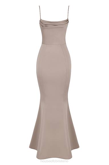 matrimoni esso House of CB Abito a coda di pesce in raso color fungo viola X44T1149