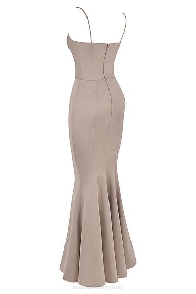 matrimoni esso House of CB Abito a coda di pesce in raso color fungo viola X44T1149