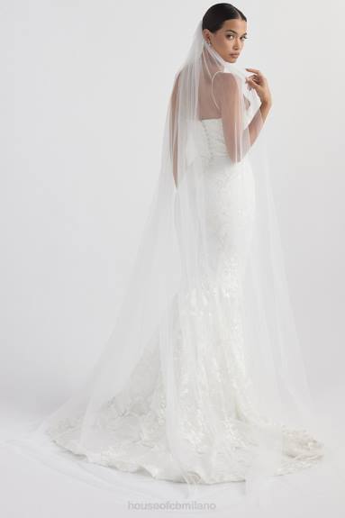 matrimoni esso House of CB velo di tulle morbido ultra lungo bianco leone X44T1145