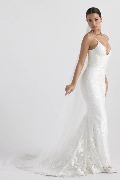 matrimoni esso House of CB velo di tulle morbido ultra lungo bianco leone X44T1145