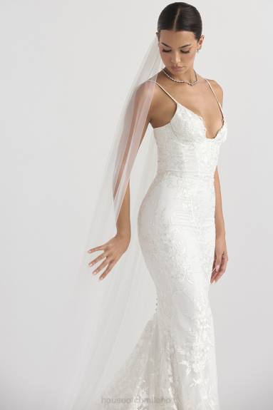 matrimoni esso House of CB velo di tulle morbido ultra lungo bianco leone X44T1145
