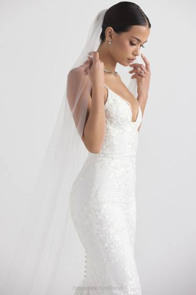 matrimoni esso House of CB velo di tulle morbido ultra lungo bianco leone X44T1145