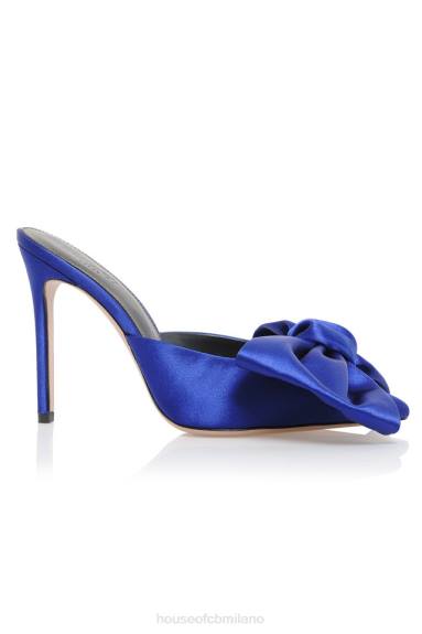 scarpe esso House of CB Mules Beaubelle con fiocco oversize blu cobalto X44T1099