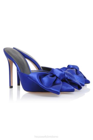 scarpe esso House of CB Mules Beaubelle con fiocco oversize blu cobalto X44T1099