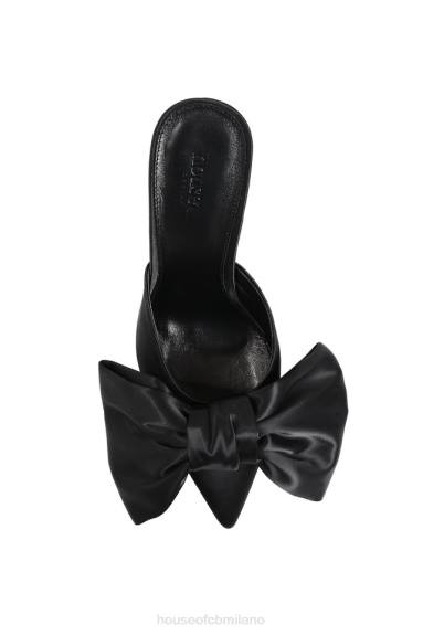scarpe esso House of CB Mules Beaubelle neri con fiocco oversize X44T1103