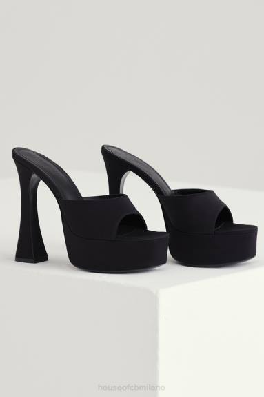 scarpe esso House of CB Sabot Alessandra con plateau in raso nero X44T1065
