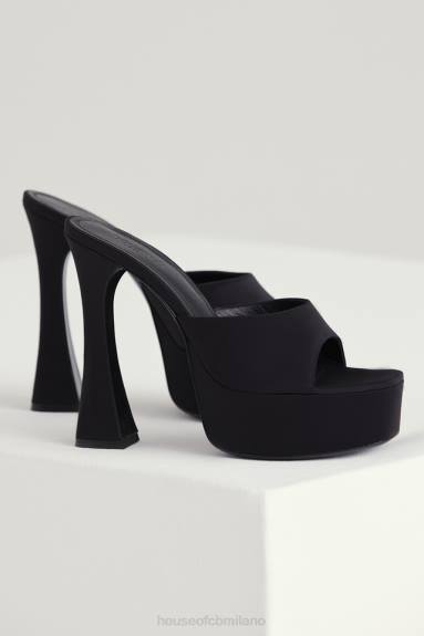 scarpe esso House of CB Sabot Alessandra con plateau in raso nero X44T1065