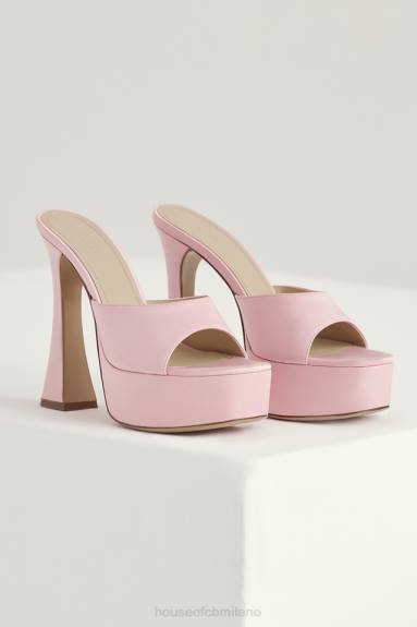 scarpe esso House of CB Sabot Alessandra con plateau in raso rosa X44T1066