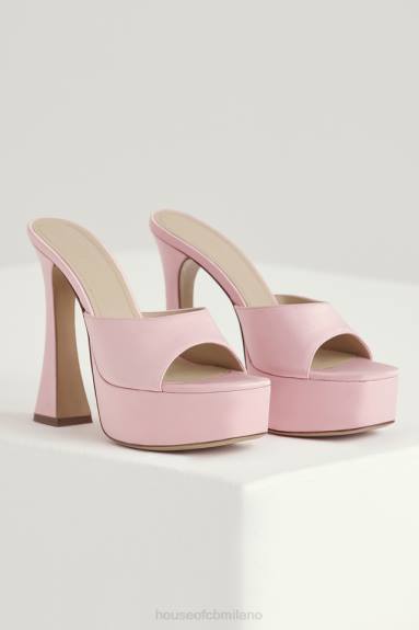 scarpe esso House of CB Sabot Alessandra con plateau in raso rosa X44T1066