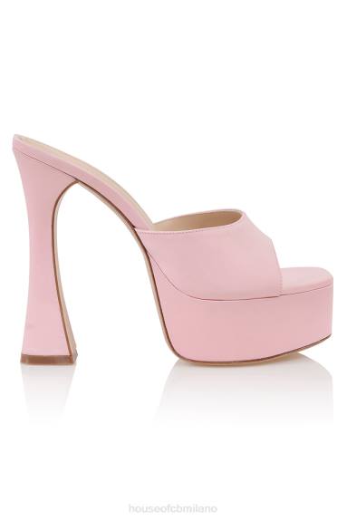 scarpe esso House of CB Sabot Alessandra con plateau in raso rosa X44T1066