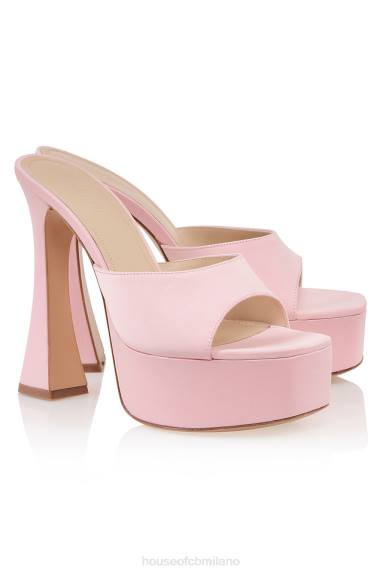 scarpe esso House of CB Sabot Alessandra con plateau in raso rosa X44T1066