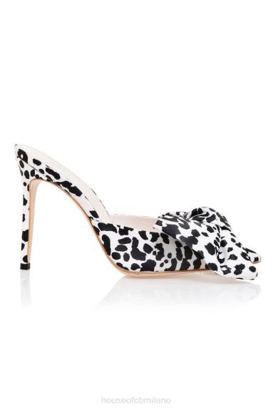 scarpe esso House of CB Sabot con fiocco oversize con stampa Beaubelle dalmata X44T1110
