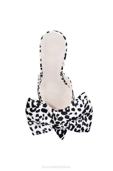 scarpe esso House of CB Sabot con fiocco oversize con stampa Beaubelle dalmata X44T1110