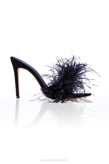 scarpe esso House of CB mulo nero piumato X44T1085