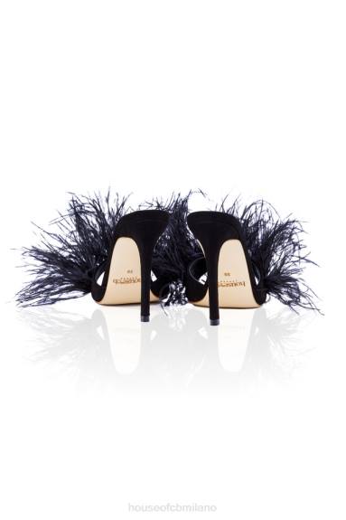 scarpe esso House of CB mulo nero piumato X44T1085