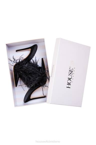 scarpe esso House of CB mulo nero piumato X44T1085
