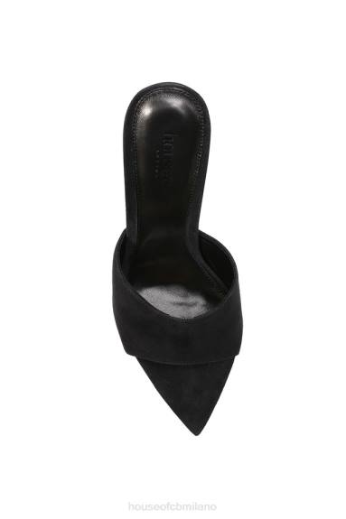 scarpe esso House of CB sabot a punta andromeda in camoscio nero X44T1112