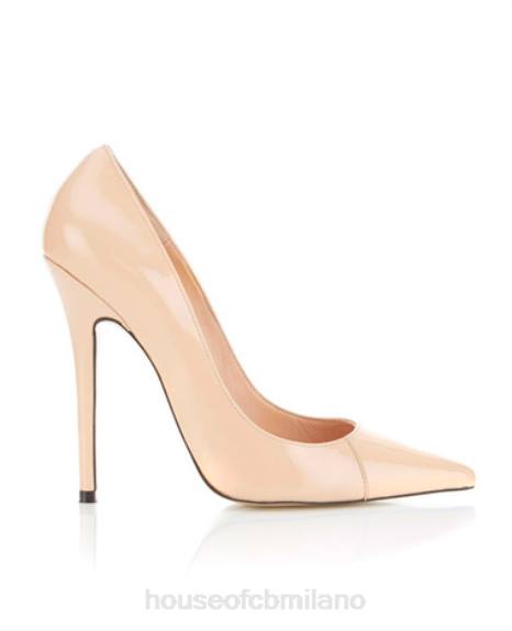 scarpe esso House of CB Décolleté con tacco alto a punta beige in vernice parigina X44T1136