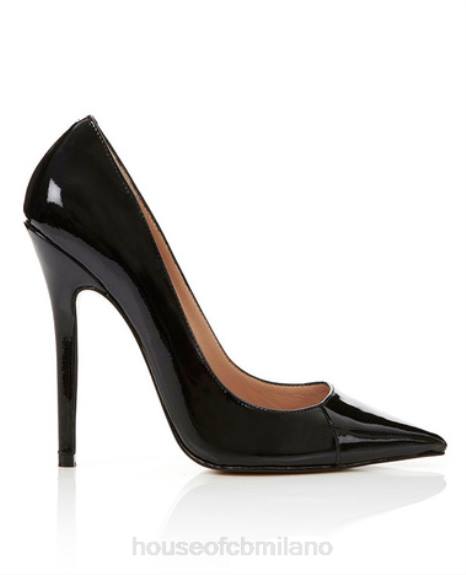 scarpe esso House of CB Décolleté con tacco alto a punta nera in vernice parigina X44T1137