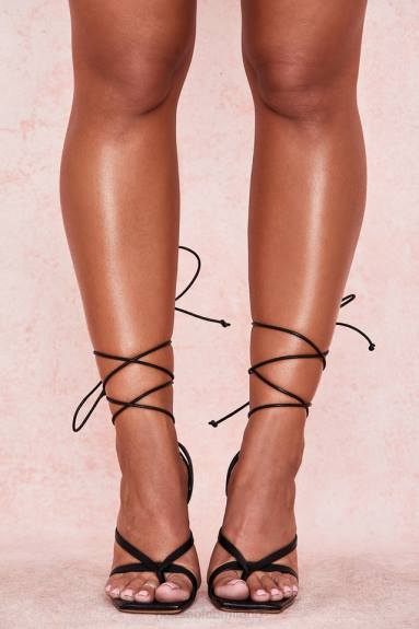 scarpe esso House of CB romantici sandali con cinturino in pelle nera X44T1086