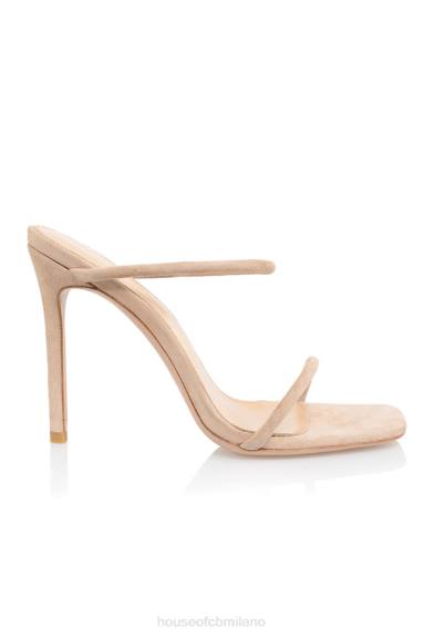 scarpe esso House of CB sandalo a piedi nudi in pelle scamosciata beige con cinturino sottile X44T1107