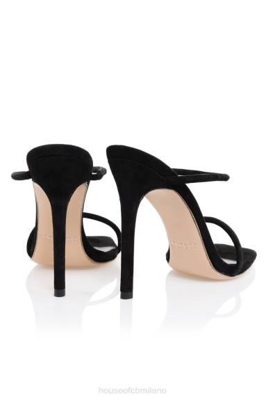 scarpe esso House of CB sandalo a piedi nudi in pelle scamosciata nera con cinturino sottile X44T1104
