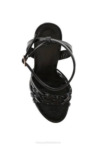 scarpe esso House of CB sandalo queen con plateau in pelle nera X44T1096