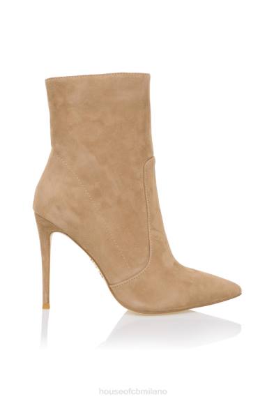 scarpe esso House of CB Stivaletto a spillo in pelle scamosciata marrone chiaro serpenti X44T1121