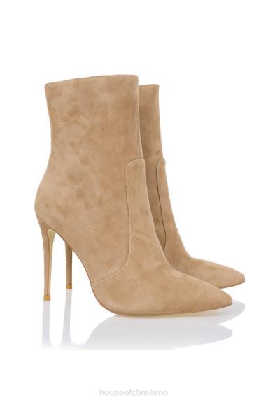 scarpe esso House of CB Stivaletto a spillo in pelle scamosciata marrone chiaro serpenti X44T1121