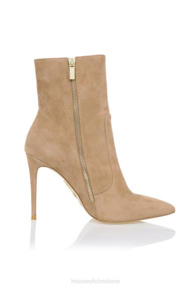 scarpe esso House of CB Stivaletto a spillo in pelle scamosciata marrone chiaro serpenti X44T1121