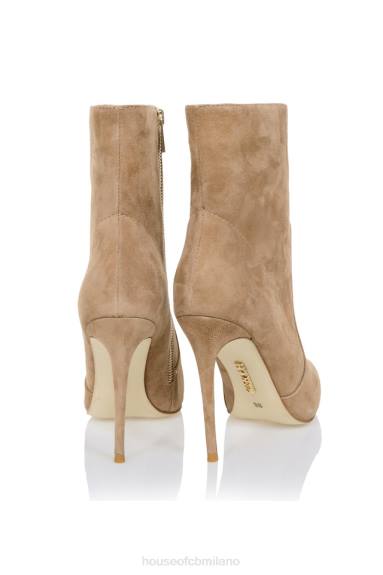 scarpe esso House of CB Stivaletto a spillo in pelle scamosciata marrone chiaro serpenti X44T1121