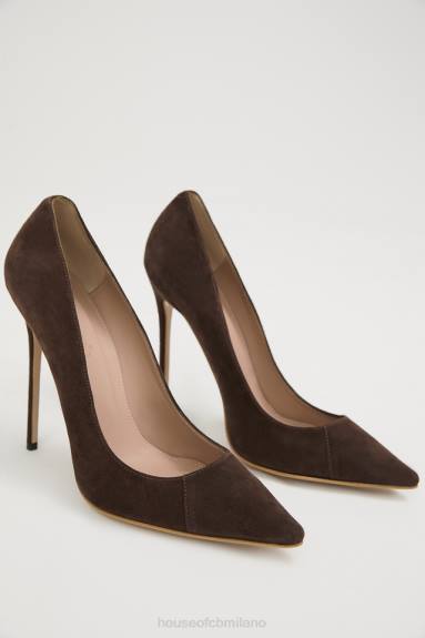 scarpe esso House of CB Parigi 5' tacchi a punta in pelle scamosciata color cioccolato X44T1068