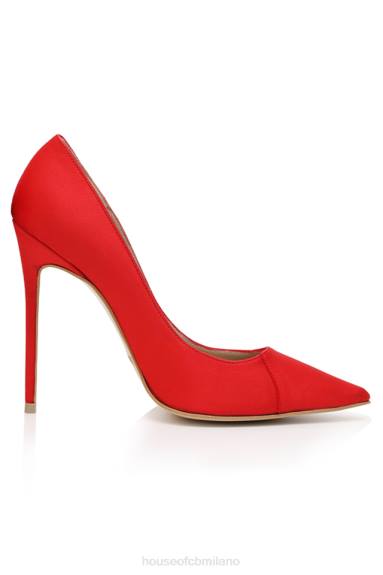 scarpe esso House of CB Parigi 5' tacchi a punta in raso scarlatto X44T1069