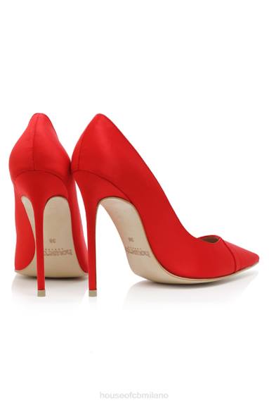 scarpe esso House of CB Parigi 5' tacchi a punta in raso scarlatto X44T1069